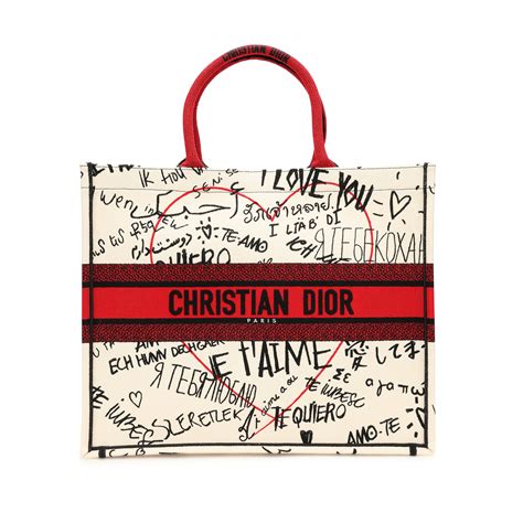 dior graffiti book tote|Christian Dior White And Red Embroidered Canvas Dioramour .